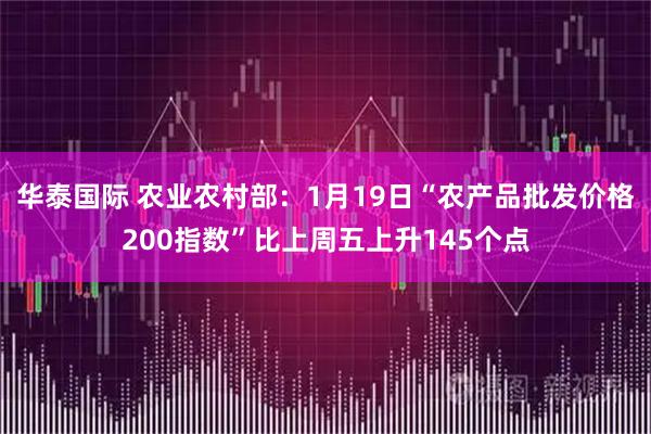 华泰国际 农业农村部：1月19日“农产品批发价格200指数”比上周五上升145个点