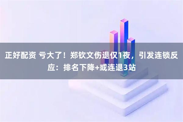 正好配资 亏大了!郑钦文伤退仅1夜,引发连锁反应:排名下降+或连退3站